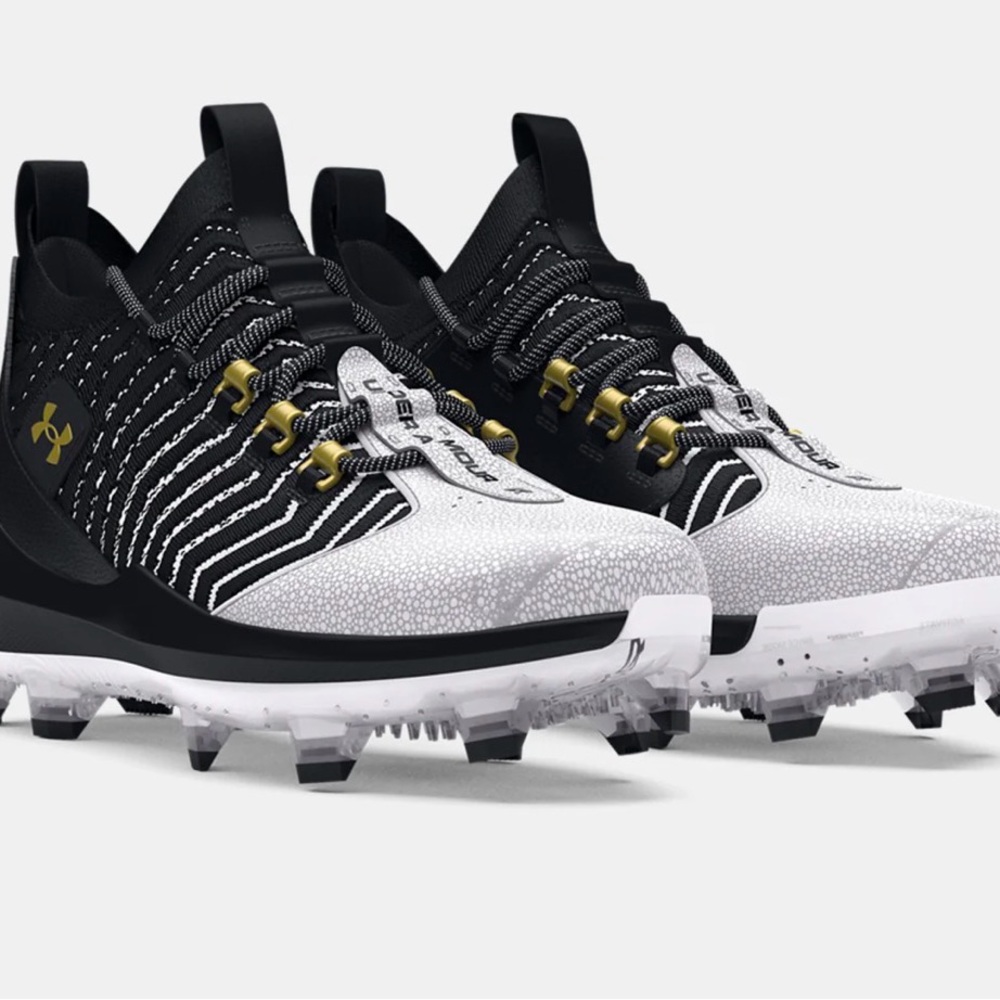 Under Armour Harper 9 Pro TPU Baseball Cleats Men Size 15 Black White Gold